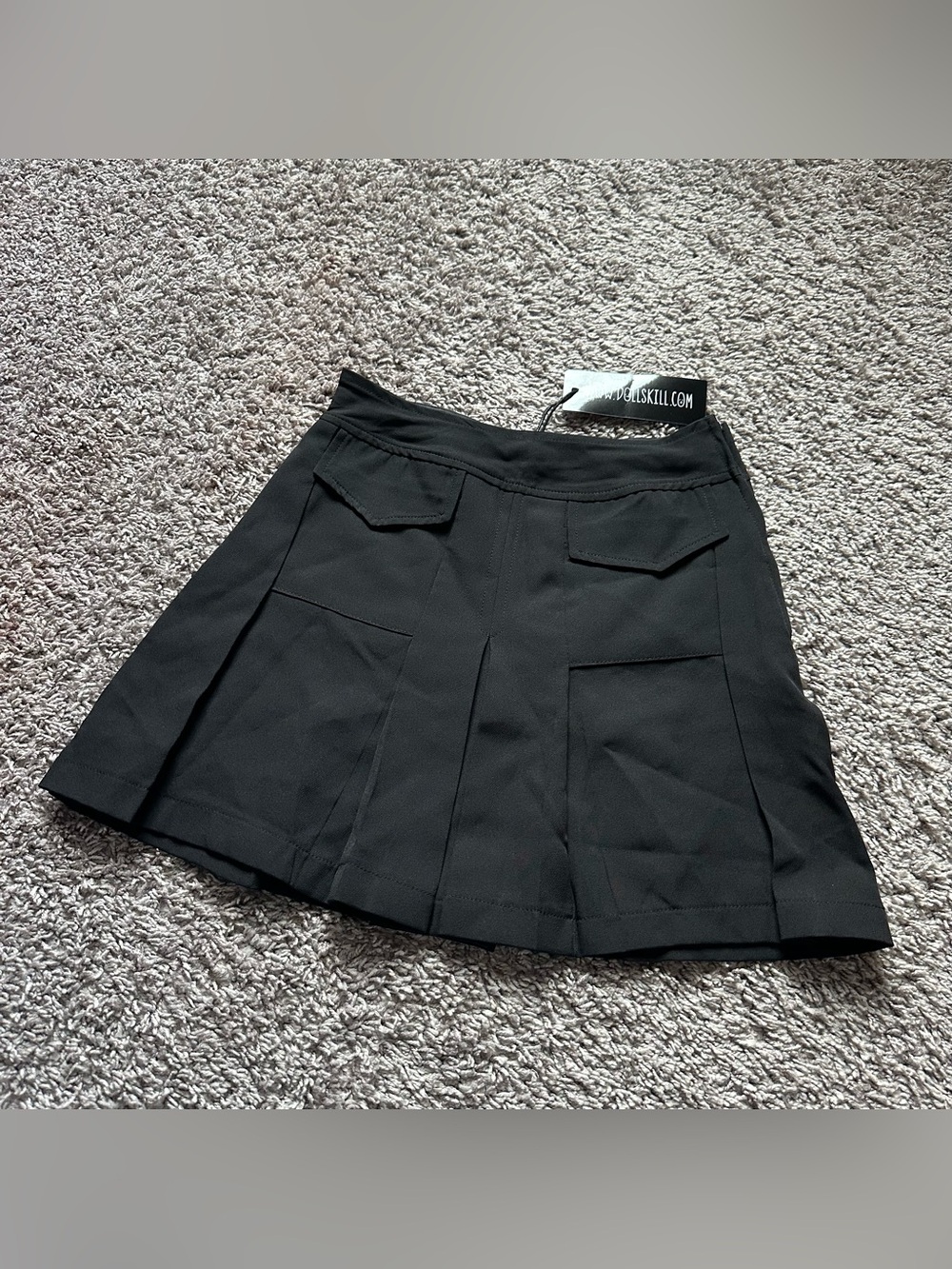 Dolls Kill Black Pleated Mini Skirt with Cargo Flap Pockets